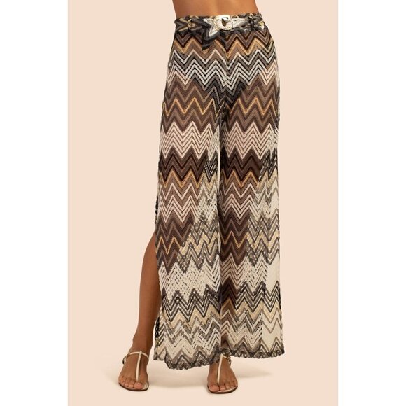 💕TRINA TURK💕 Drift Side Slit Crochet Lace Pant ~ Chevron Print XS NWT - Picture 3 of 15